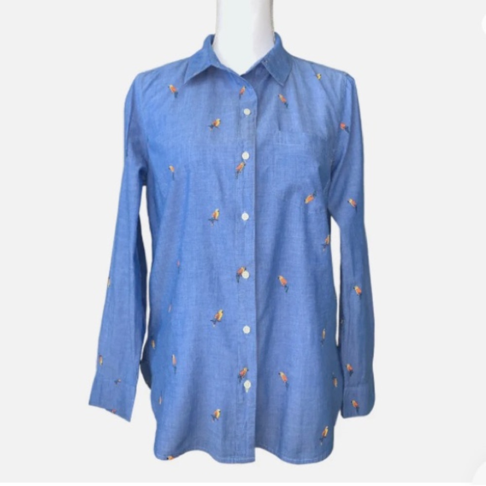 Old Navy parrot Womens Relaxed Classic Parrot Print Button down shirt, Size L - Picture 2 of 10